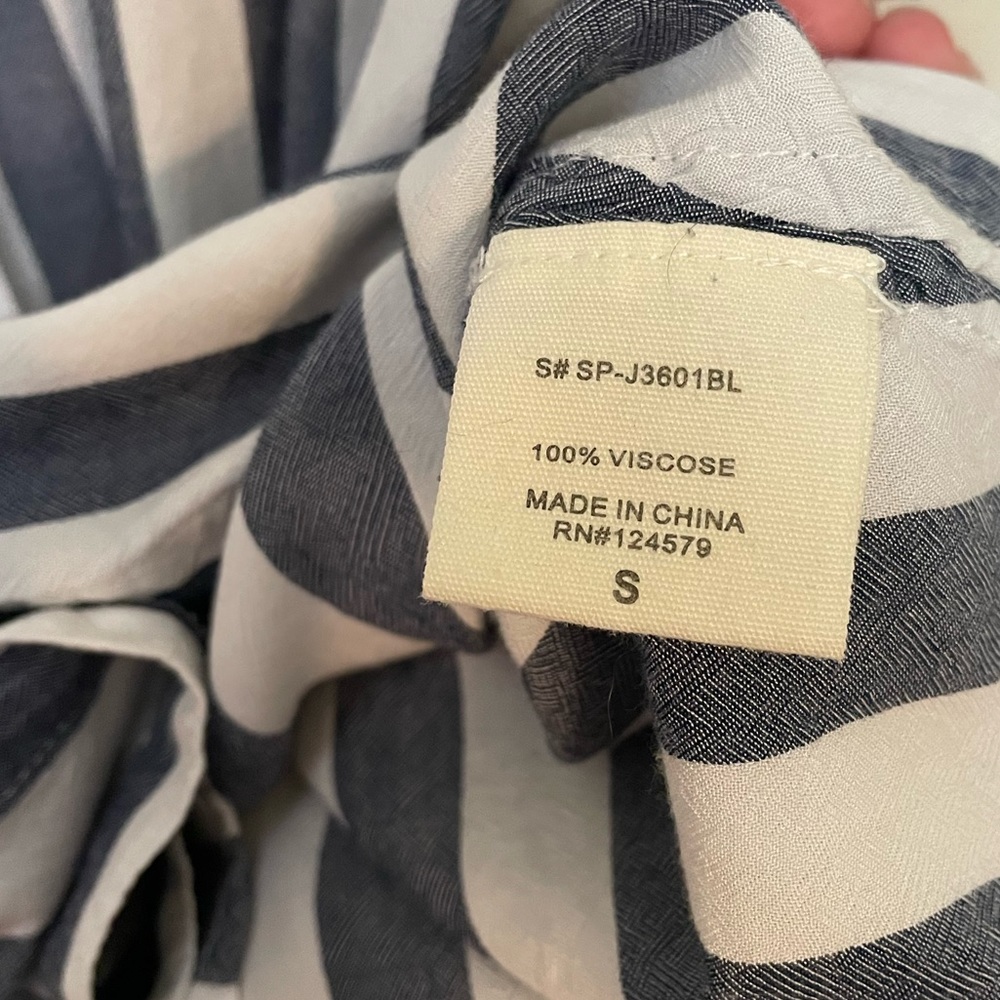 Sneak Peek Oversized Striped Button Down Top - Picture 8 of 8